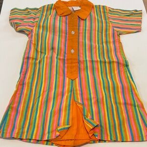 Colorful Striped Button-Up Dress